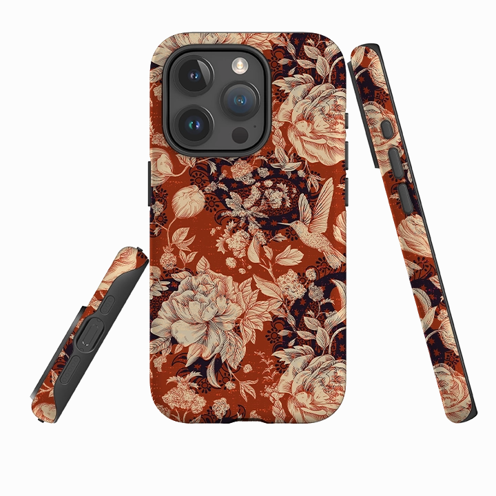iPhone Tough Case - Brown Peonies Vivid Design Texture