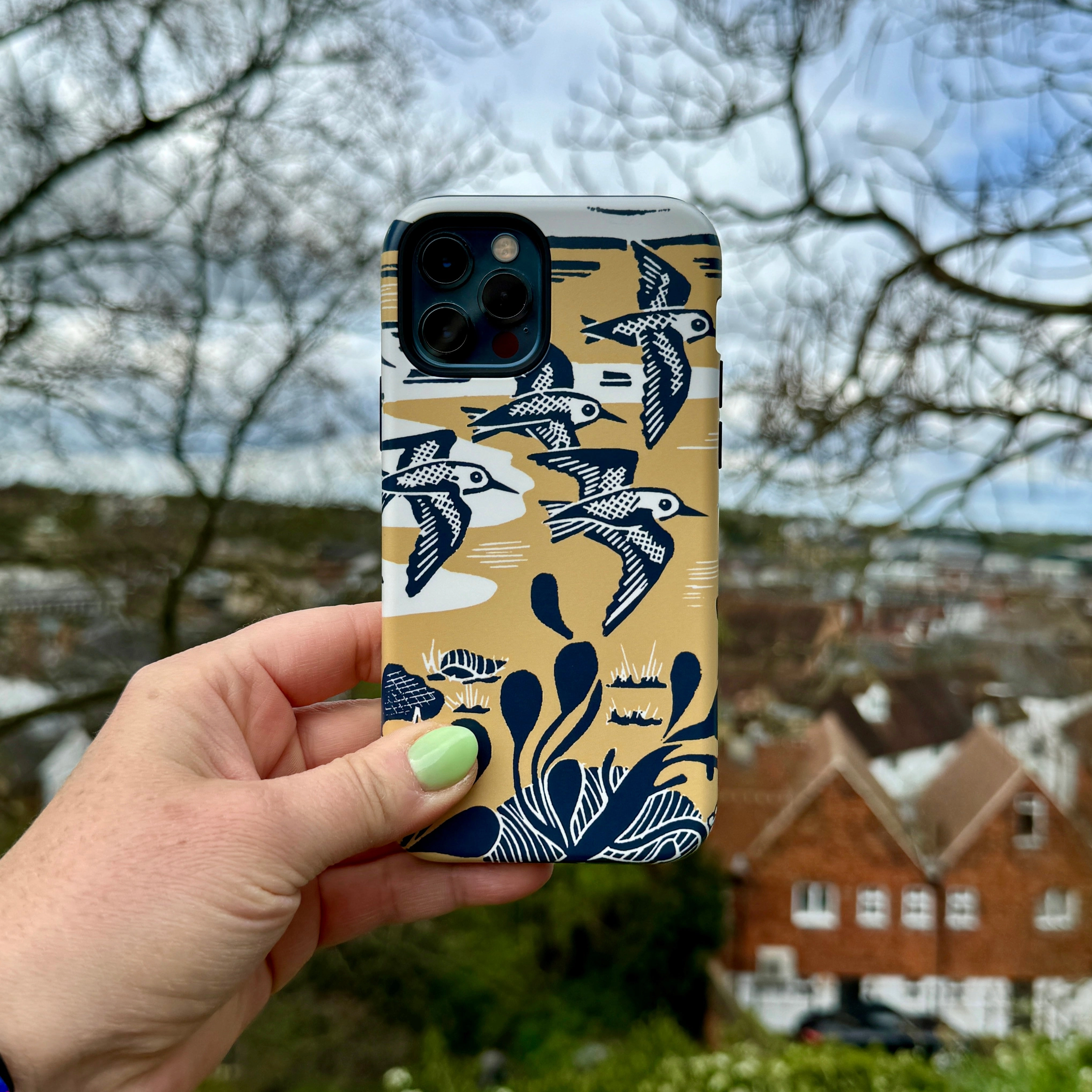 Shock Absorbing Flexible Shell iPhone Tough Case - Sanderlings At The Shore By Kate Heiss