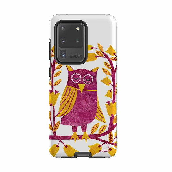 Matte Look Hybrid Build Texture Samsung Tough Case - Folk Owl By Tracey English