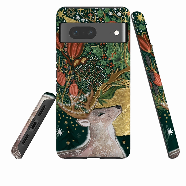 Protective Layering Easy Removal Google Tough Case - Xmas Deer I By Emma Frances Grant