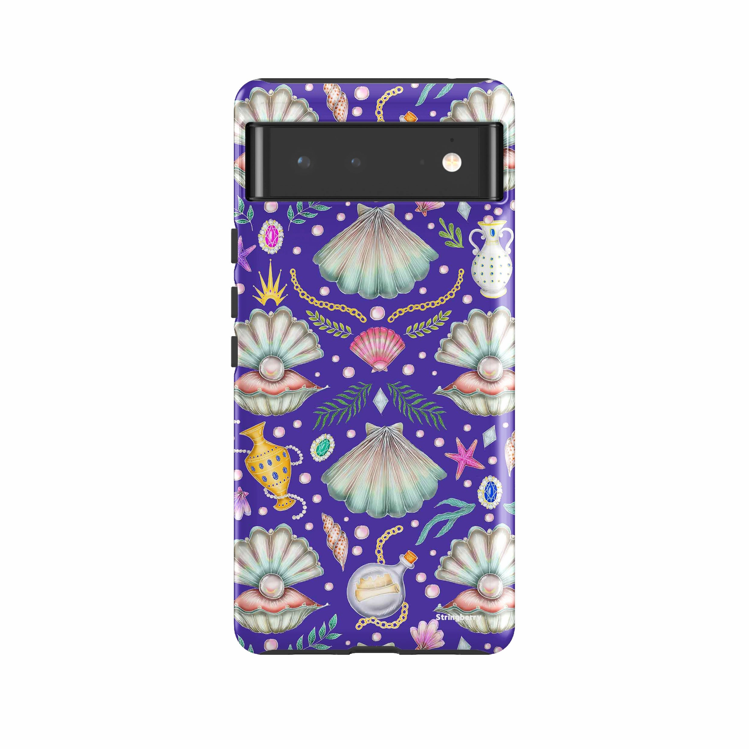 Google Tough Case -  Google Pixel Case Pearl's Fantasy Indigo By Catherine Rowe Hybrid Finish Texture Fashion Look
