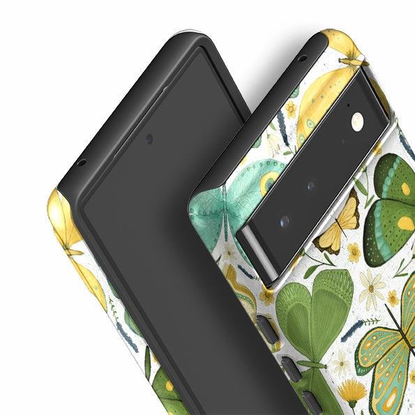 Anti Shock Modern Frame Google Tough Case -  Green Butterflies By Maja Lindberg