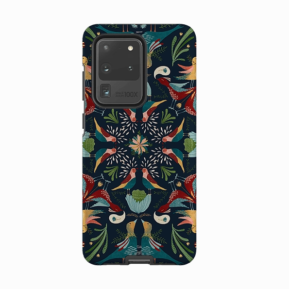 Strong Surface Tactile Buttons Samsung Tough Case - Navy Hanky By Katherine Quinn