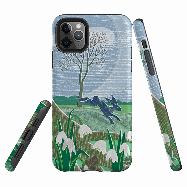 Durable Texture Finish iPhone Tough Case - Snowdrops And Hare By Liane Payne