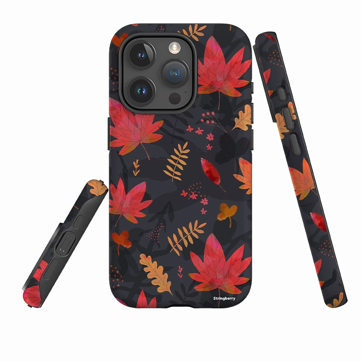 Clear Finish iPhone Tough Case - Autumn Leaves Dark