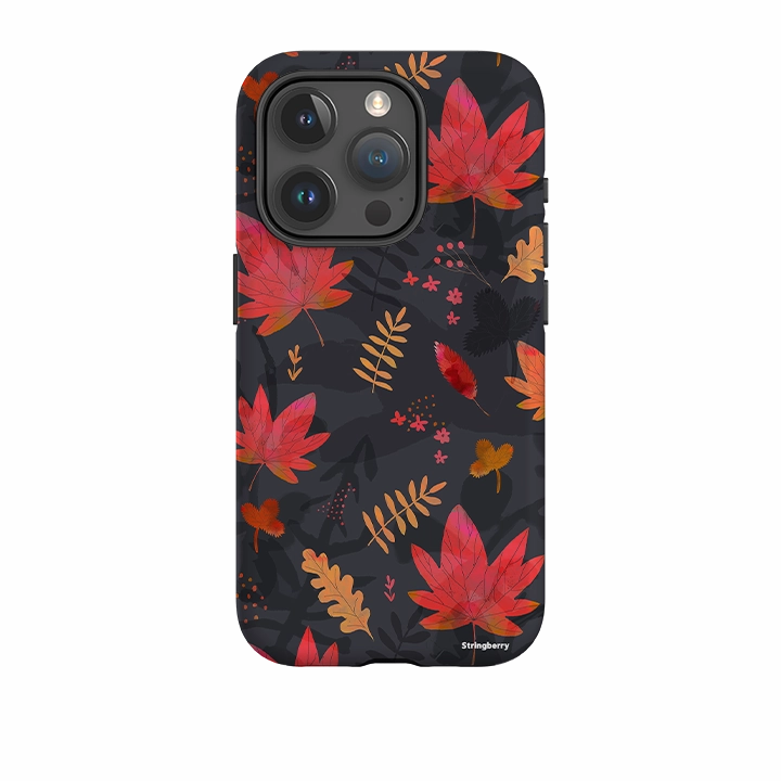 Clear Finish iPhone Tough Case - Autumn Leaves Dark