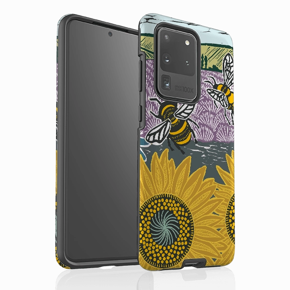 Trendy Look Premium Surface Finish Samsung Tough Case - Bees And Sunflower By Kate Heiss