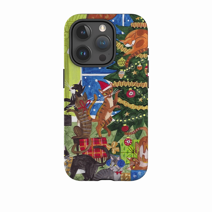 iPhone Tough Case - Christmas Cats By Caroline Bonne Muller Luxury Pattern Versatile Accessory