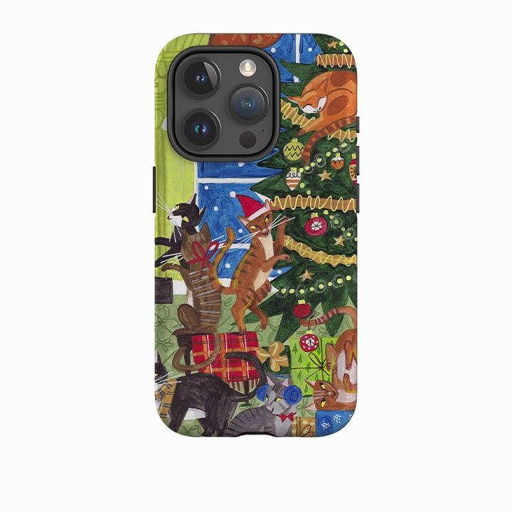 Anti Shock Layer iPhone Tough Case - Christmas Cats By Caroline Bonne Muller
