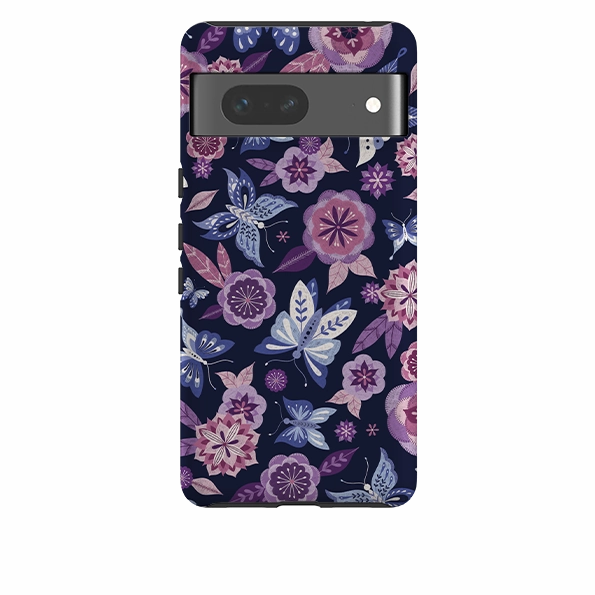 Google Tough Case -  Butterfly Blooms Navy By Jenny Zemanek Protective Shell Design Minimal Shield Texture