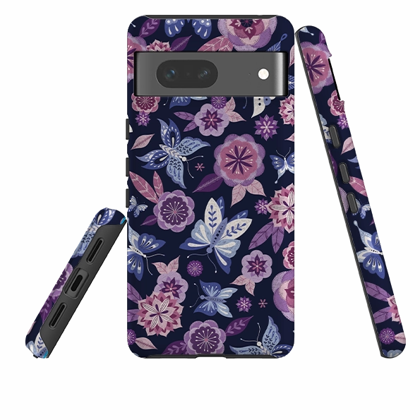 Smooth Fit Google Tough Case -  Butterfly Blooms Navy By Jenny Zemanek