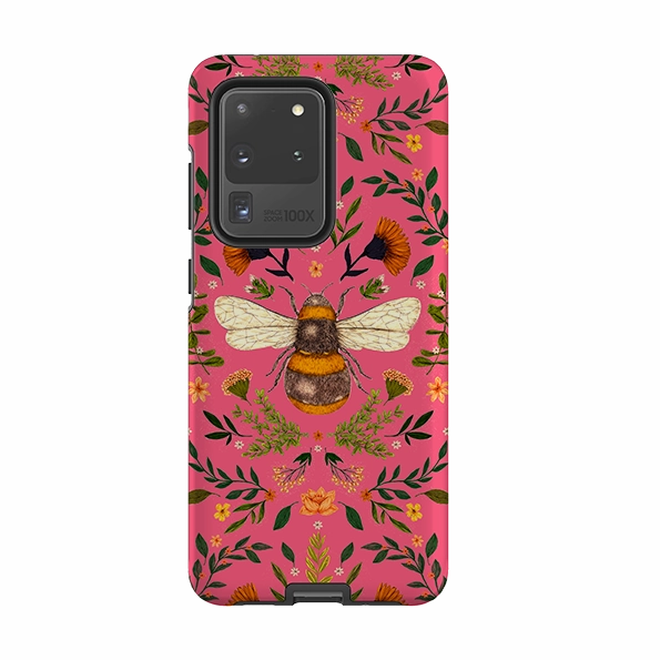 Flexible Pattern Texture Comfort Feel Samsung Tough Case - Botanical Bee Peach By Jade Mosinski