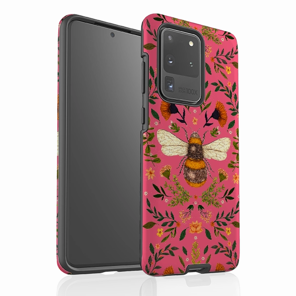 Everyday Comfort Vivid Detail Texture Samsung Tough Case - Botanical Bee Peach By Jade Mosinski