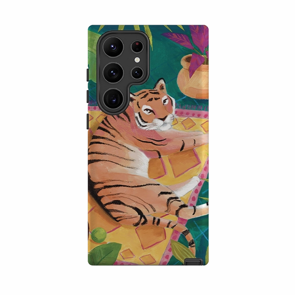 Samsung Tough Case - Tiger In Palms By Bex Parkin Smooth Grip Layer Bold Look