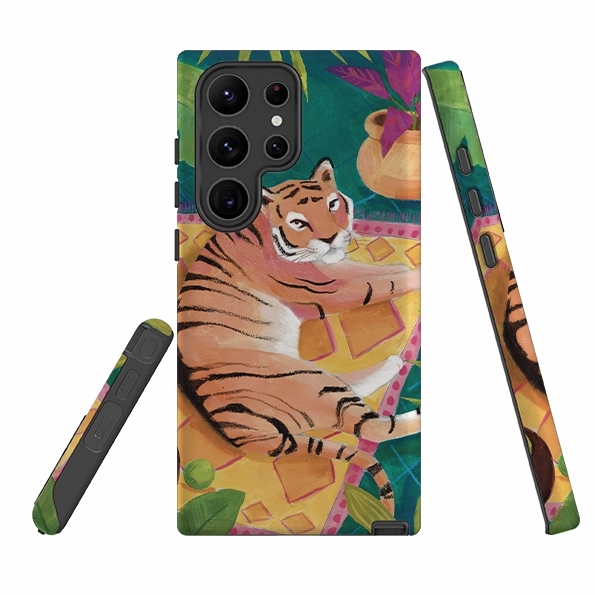 Samsung Tough Case - Tiger In Palms By Bex Parkin Outdoor Design Minimal Texture Layer