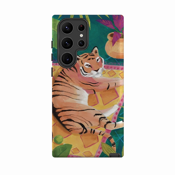 Samsung Tough Case - Tiger In Palms By Bex Parkin Matte Surface Design