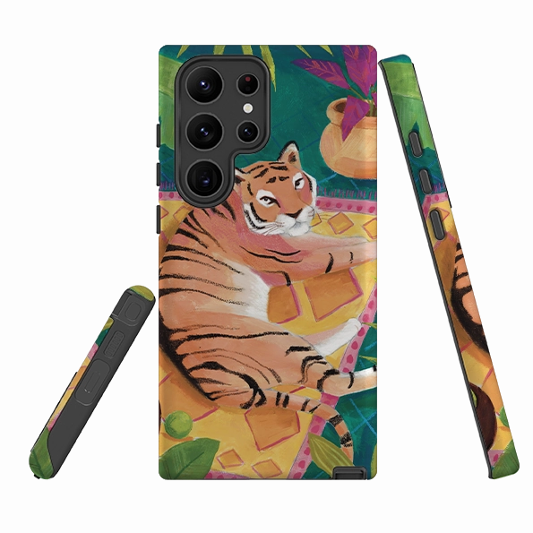 Samsung Tough Case - Tiger In Palms By Bex Parkin Stylish Aesthetic