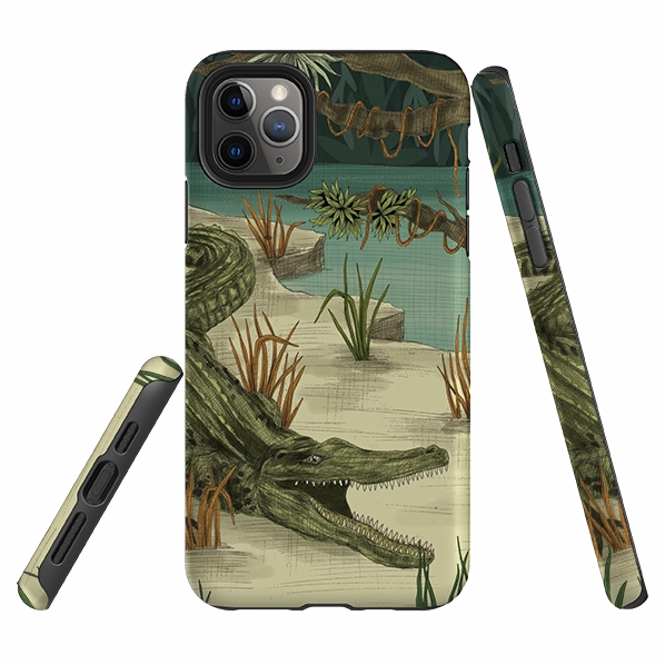 iPhone Tough Case - Crocodile By Jade Mosinski Rugged Look Protective Design