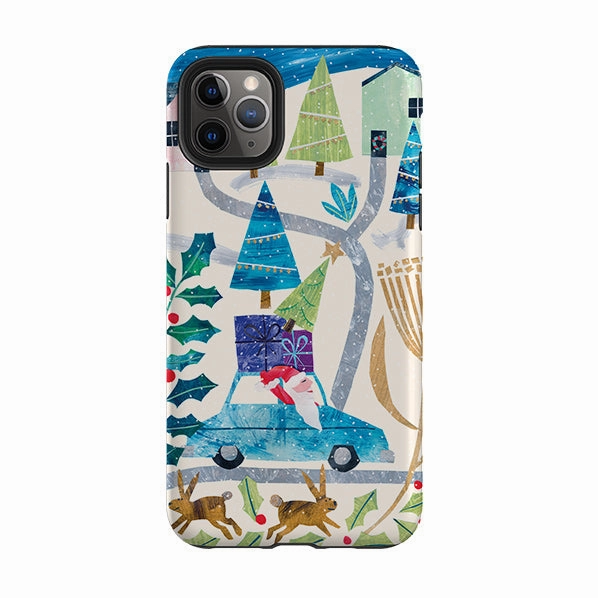 Gloss Finish iPhone Tough Case - Santa Driving Home By Tracey English