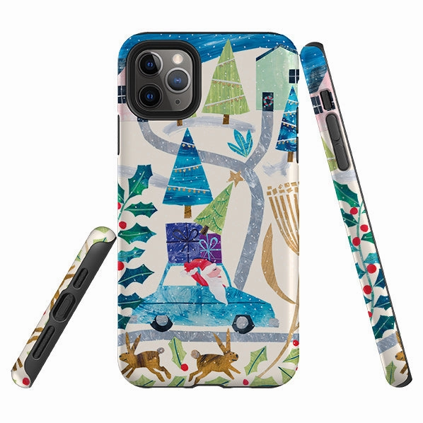 iPhone Tough Case - Santa Driving Home By Tracey English Travel Friendly Durable Surface Design