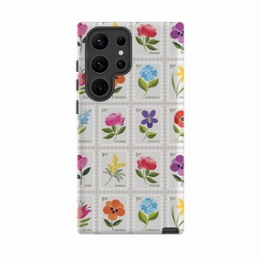 Elegant Pattern Design Wear resistant Samsung Tough Case - Floral Postage Stamps By Ali Brookes