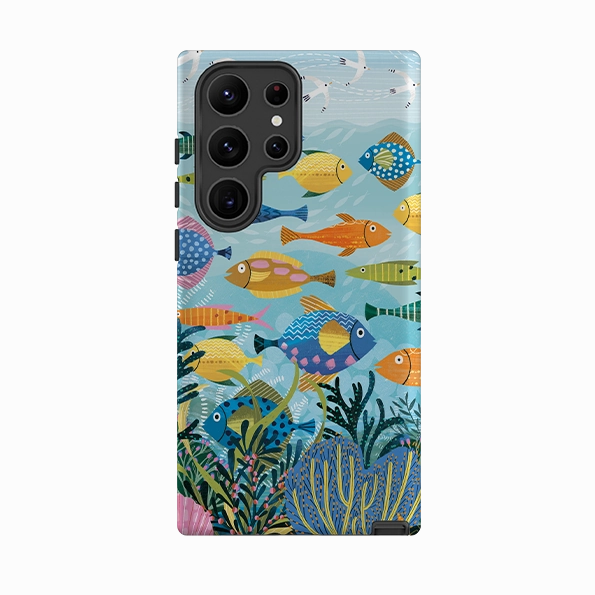Scratch Barrier Vibrant Finish Samsung Tough  Case - Beneath The Waves I By Ali Brookes
