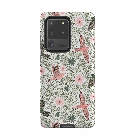 Soft Detail Layer Gift Choice Samsung Tough Case - Bird Pattern Green By Lee Foster Wilson