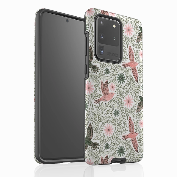 Smooth Edge Design Everyday Protection Samsung Tough Case - Bird Pattern Green By Lee Foster Wilson