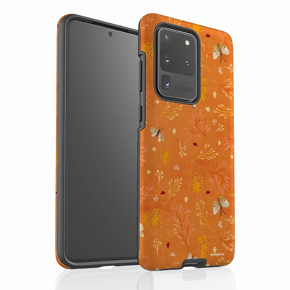 Drop Protection Customizable Option Samsung Tough Case - Blush Floral Orange By Katherine Quinn