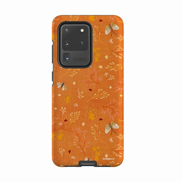 Tactile Buttons Soft Surface Layer Samsung Tough Case - Blush Floral Orange By Katherine Quinn
