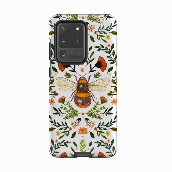 Samsung Tough Case - Botanical Bee White By Jade Mosinski Rugged Pattern Texture Clear Design