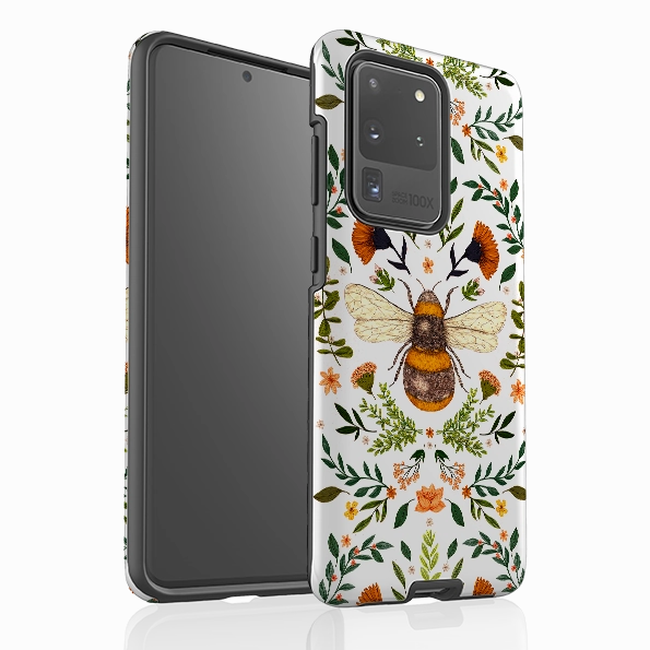 Polished Detail Protective Corners Samsung Tough Case - Botanical Bee White By Jade Mosinski