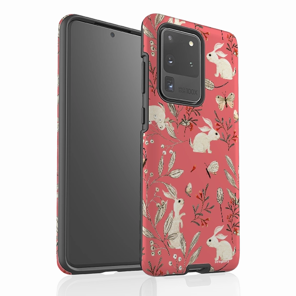 Ergonomic Shape Samsung Tough Case - Bunnies Raspberries By Katherine Quinn