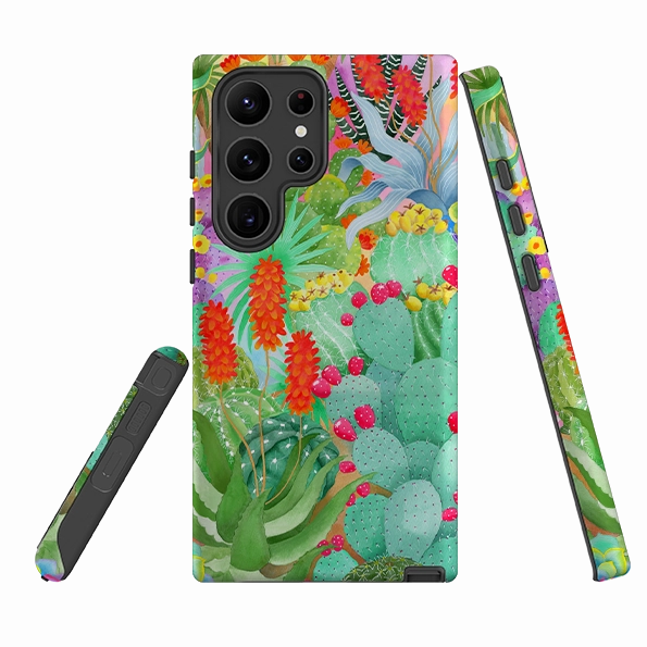 Minimal Shield Texture Samsung Tough Case - Cactus By Bex Parkin