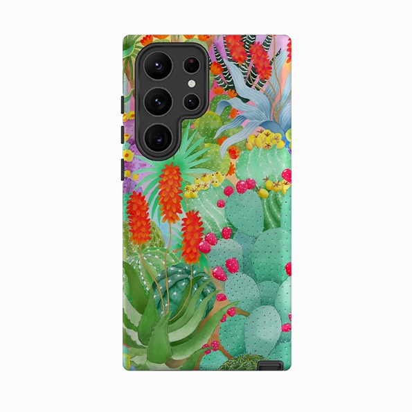 Minimal Edge Durable Pattern Texture Samsung Tough Case - Cactus By Bex Parkin