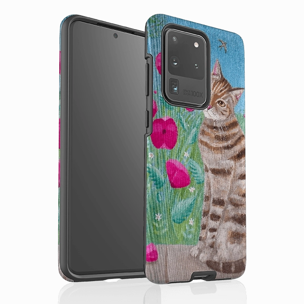 Samsung Tough Case - Cat Floral By Mary Stubberfield Outdoor Design Hybrid Texture