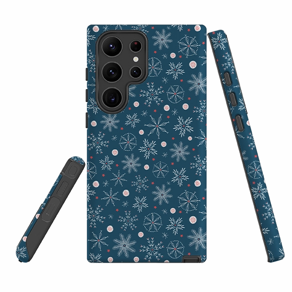 Samsung Tough Case - Christmas Snowflakes By Ali Brookes Hybrid Texture Comfort Finish