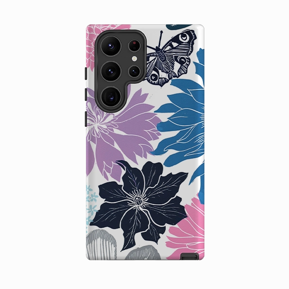 Samsung Tough Case - Cottage Garden Butterfly By Kate Heiss Portable Grip