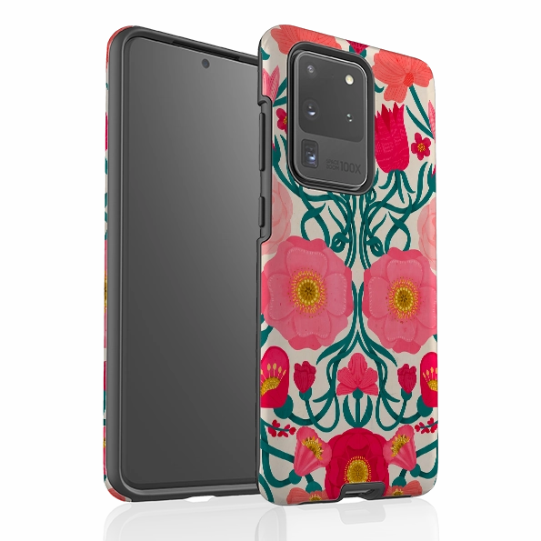 Sleek Build Samsung Tough Case - Cream Flora By Nina Pace