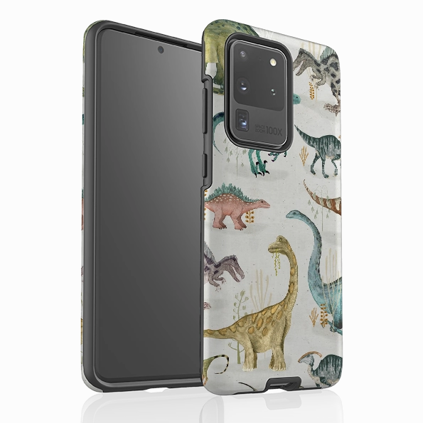 Comfort Texture Layer Sleek Surface Samsung Tough Case - Dinosaur Pastel By Katherine Quinn