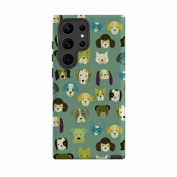 Casual Design Samsung Tough Case - Dog Heads Green By Katherine Quinn