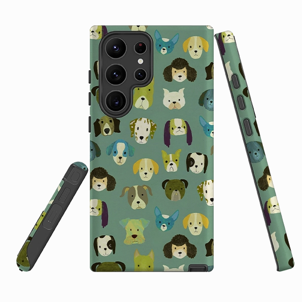 Samsung Tough Case - Dog Heads Green By Katherine Quinn Elegant Surface