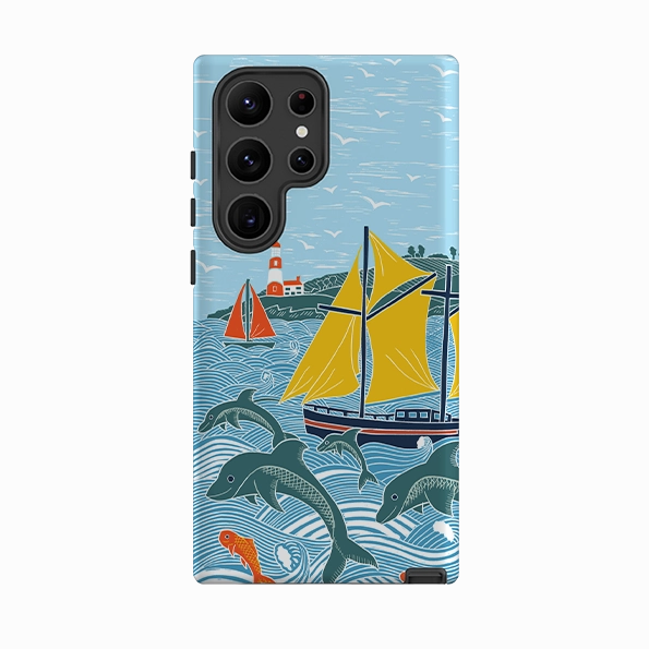 Vivid Pattern Compact Grip Samsung Tough  Case - Dolphins By Kate heiss