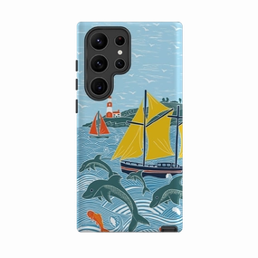 Samsung Tough  Case - Dolphins By Kate heiss Durable Protection Layer Smooth Grip Layer