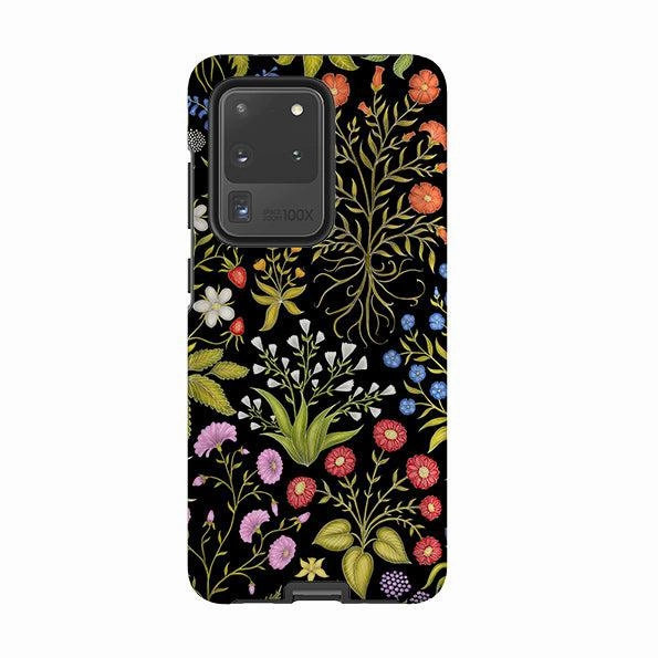 Transparent Edge Samsung Tough Case - Fleurs Black By Catherine Rowe