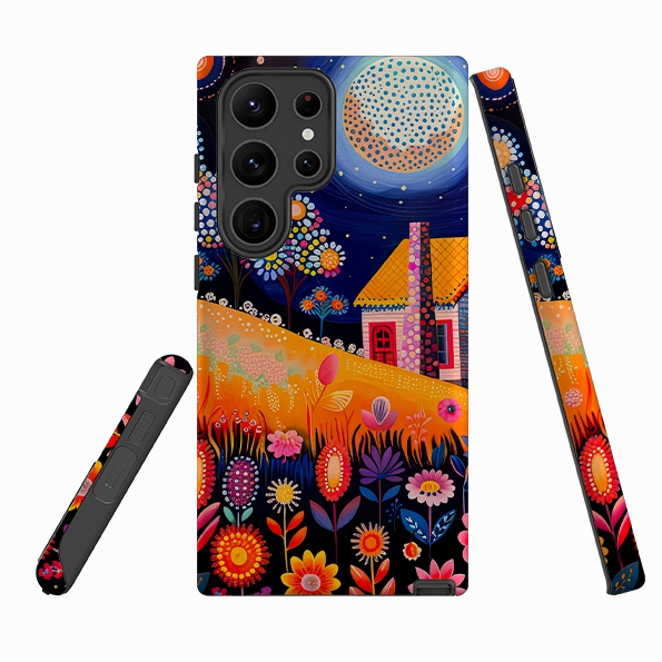 high quality build Stylish Edge Samsung Tough Case - Folk Art House I