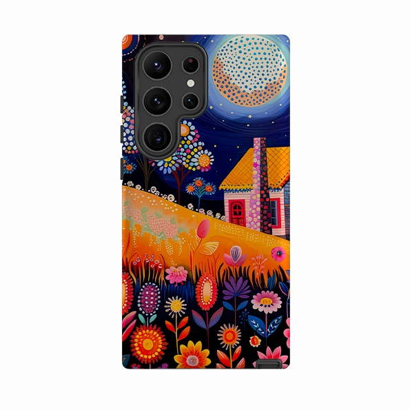 Rugged Pattern Texture Flexible Feel Samsung Tough Case - Folk Art House I