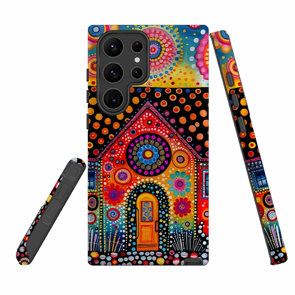 Customizable Option Polished Edge Samsung Tough Case - Folk Art House IV