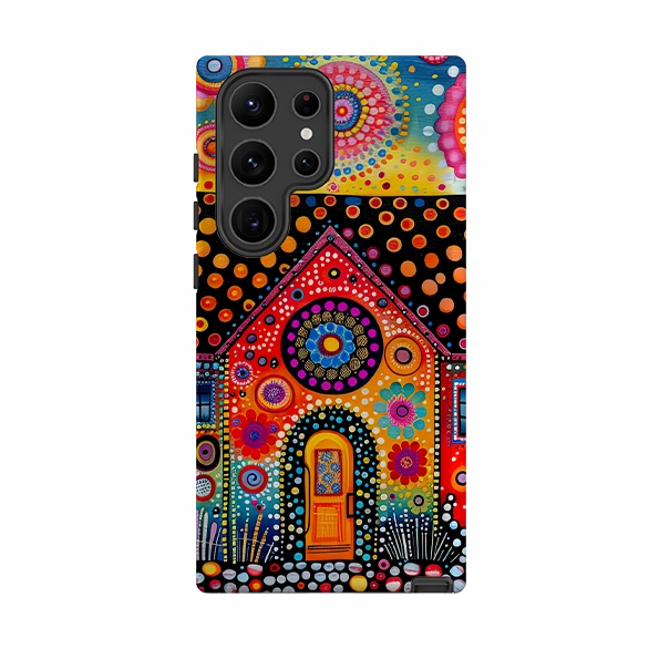 Hybrid Look Samsung Tough Case - Folk Art House IV
