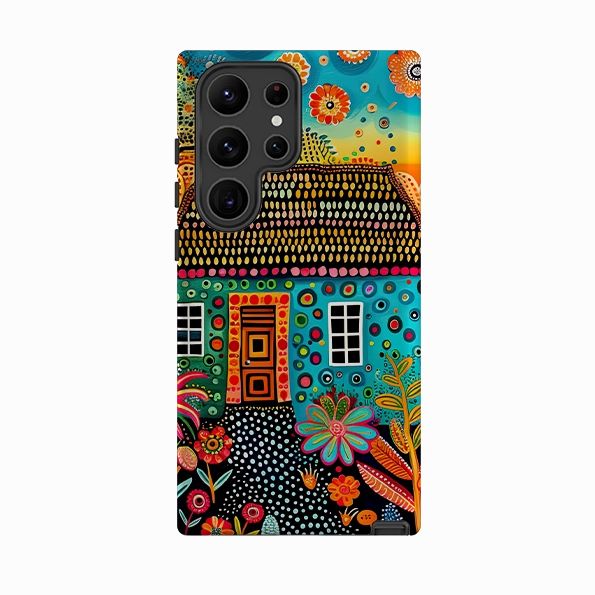 Samsung Tough Case - Folk Art House VII premium design Impact shield